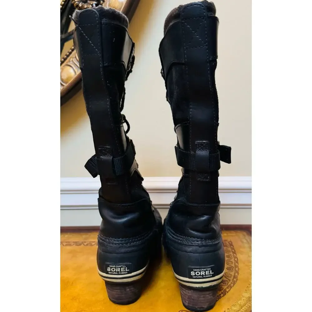 Sorel Womens Conquest Carly Tall Waterproof Black Duck  Boots Size 7.5